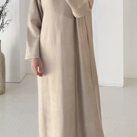 BEIGE SUEDE CLOSED ABAYA
