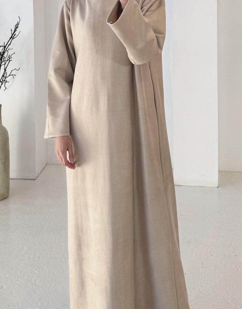 BEIGE SUEDE CLOSED ABAYA