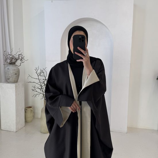 BLACK TWO TONED ABAYA