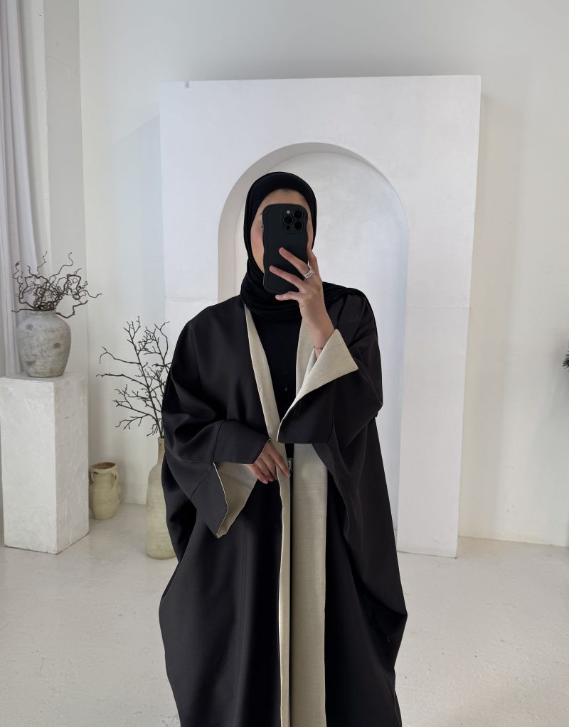 BLACK TWO TONED ABAYA