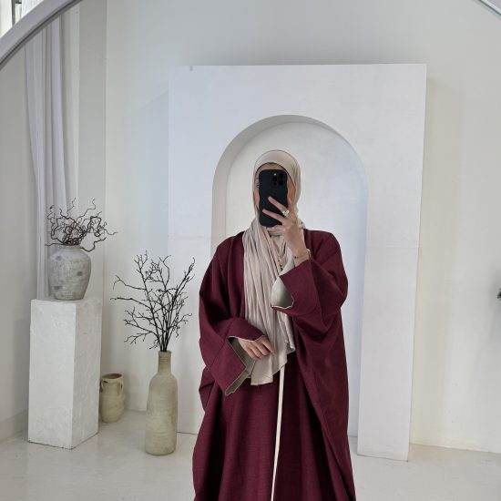 RED TWO TONED ABAYA