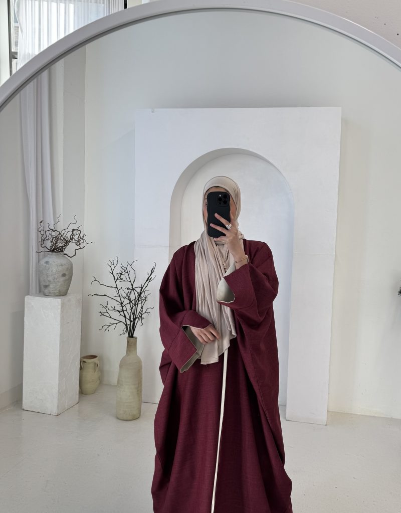 RED TWO TONED ABAYA
