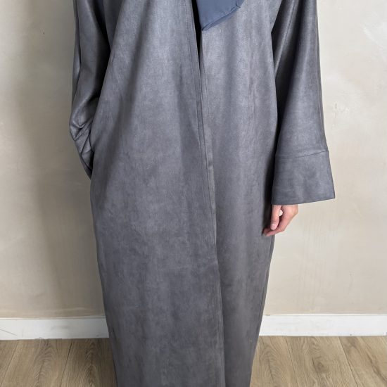 GREY SUEDE OPEN ABAYA