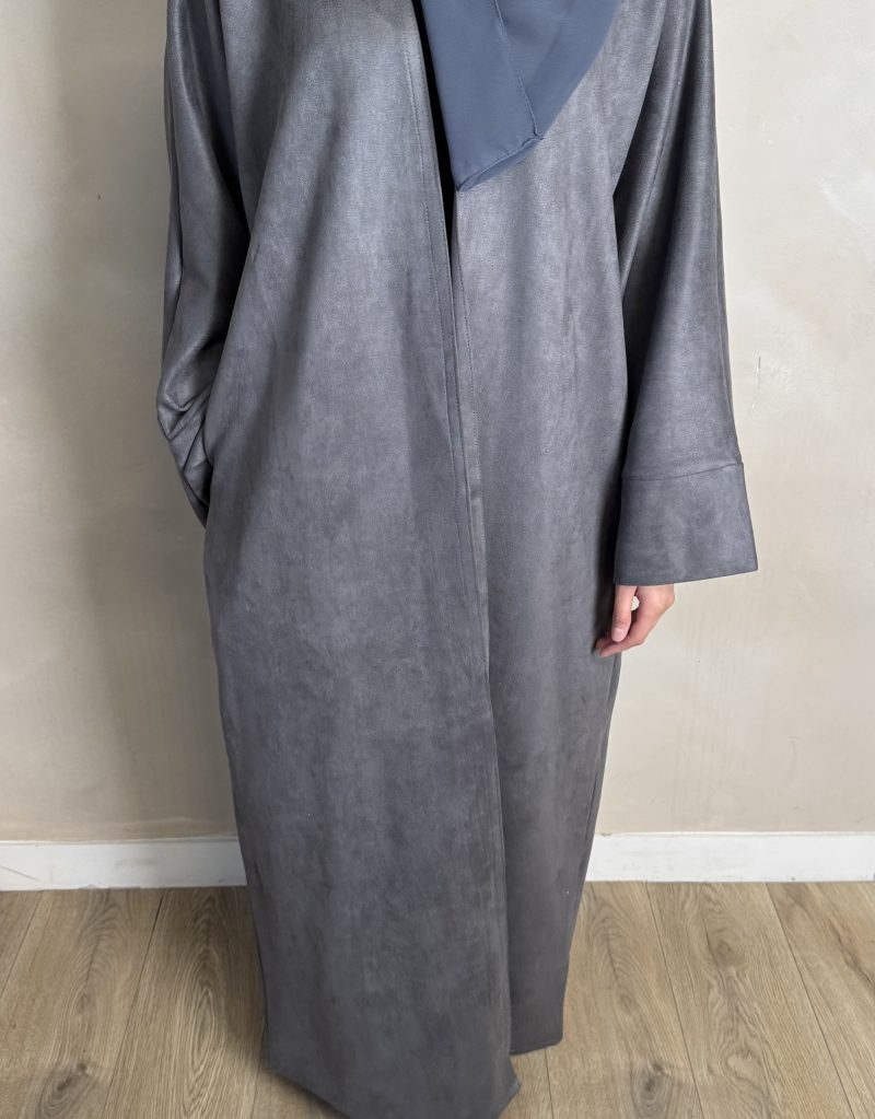 GREY SUEDE OPEN ABAYA