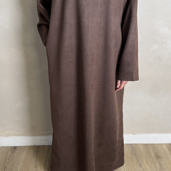 BROWN SUEDE CLOSED ABAYA