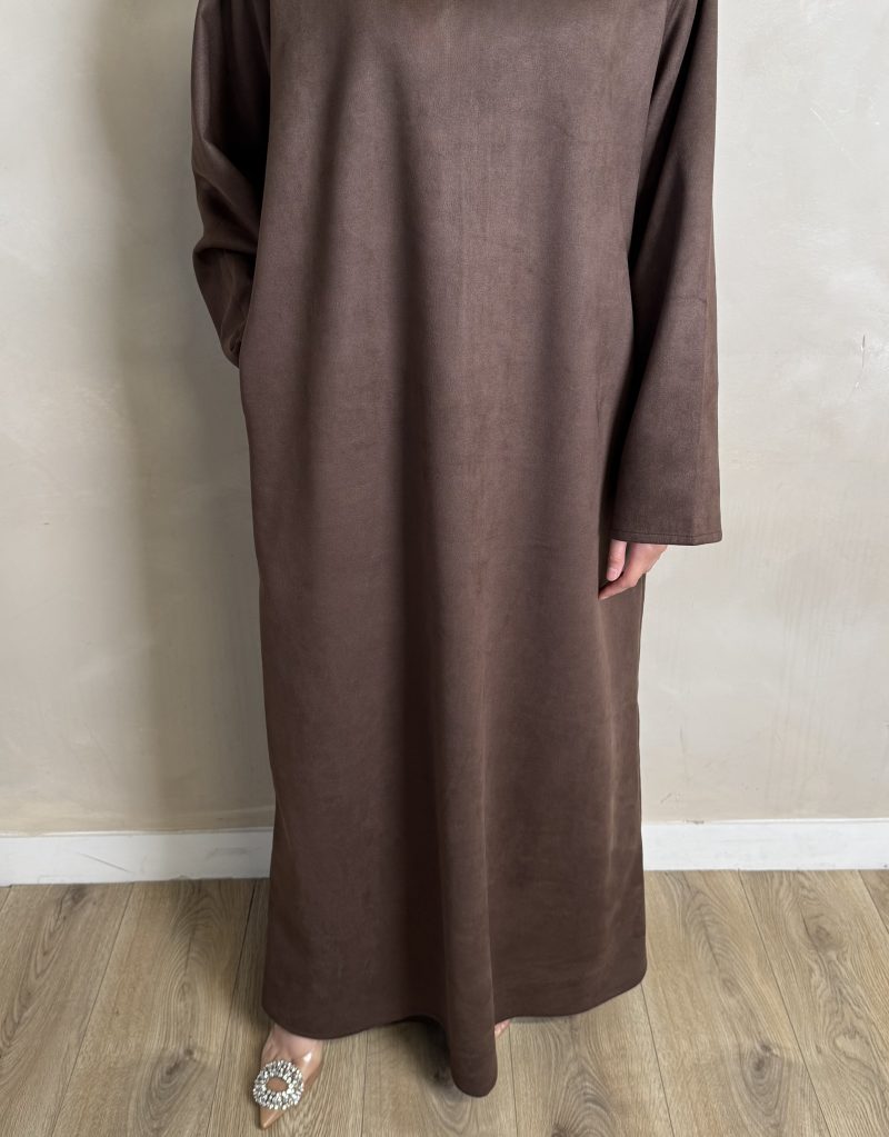 BROWN SUEDE CLOSED ABAYA
