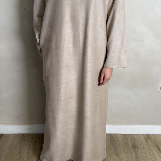 BEIGE SUEDE CLOSED ABAYA
