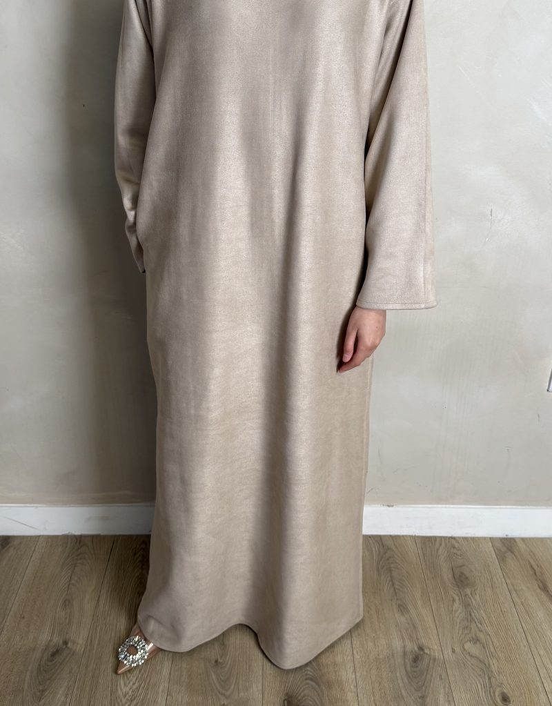 BEIGE SUEDE CLOSED ABAYA