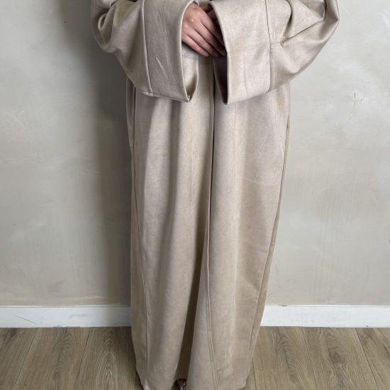 BEIGE SUEDE OPEN ABAYA