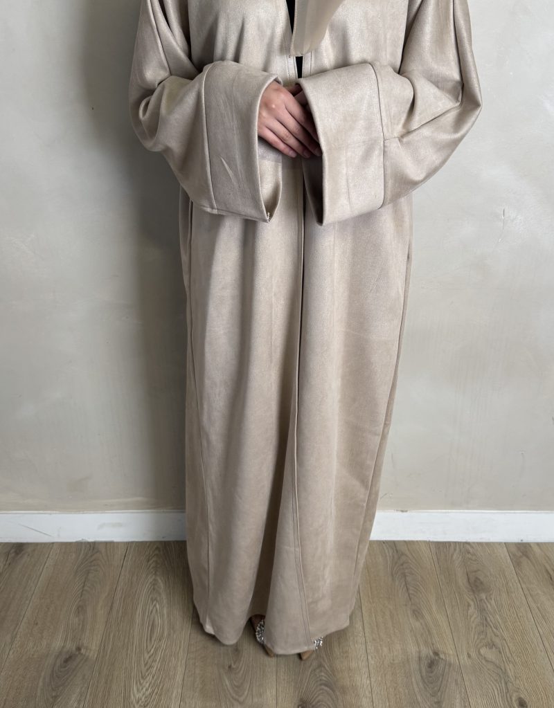 BEIGE SUEDE OPEN ABAYA