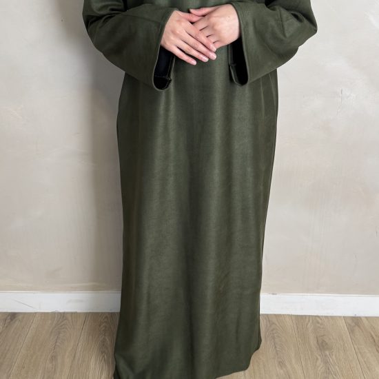 GREEN SUEDE CLOSED ABAYA