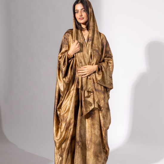 BROWN TIE-DYE ABAYA